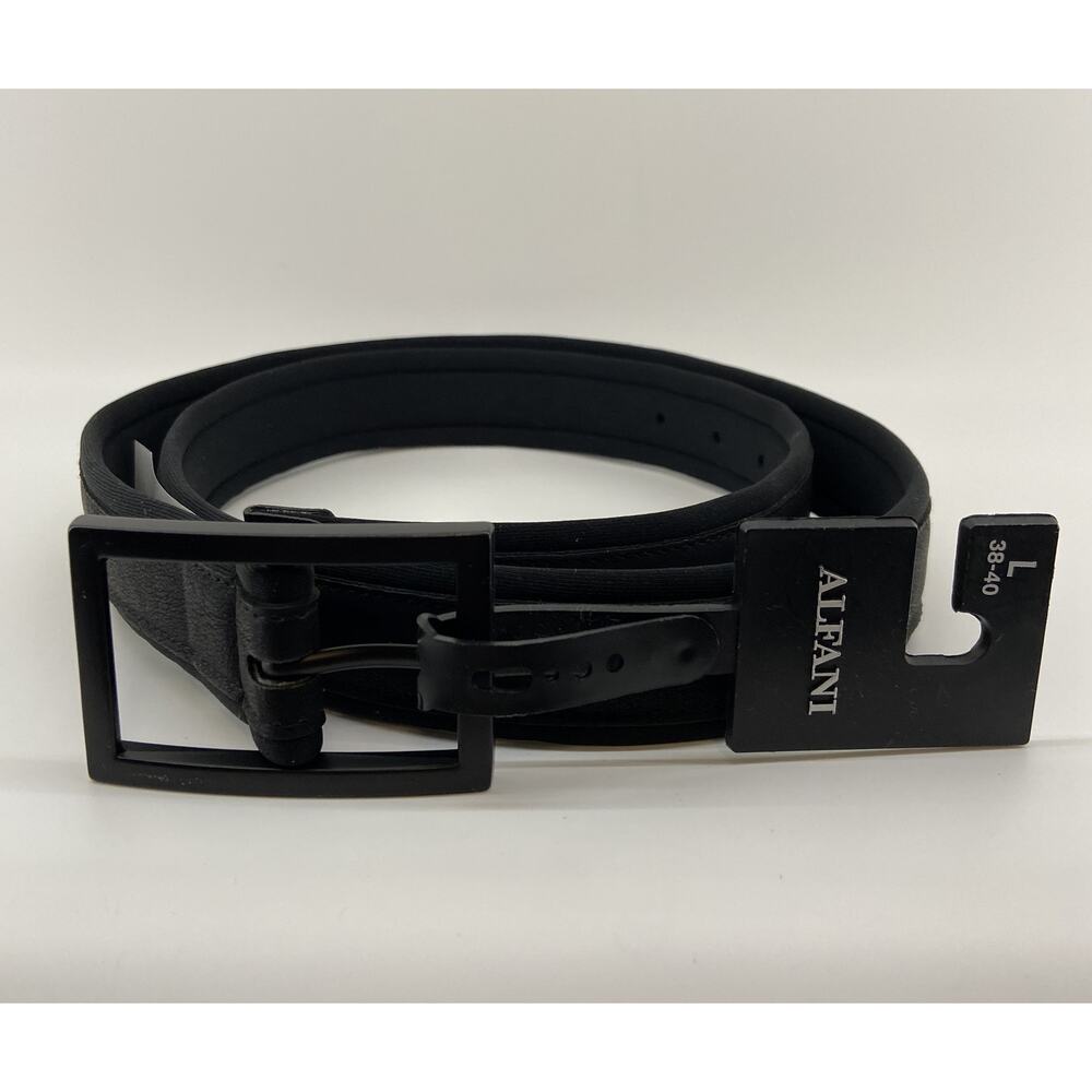 Alfani Men's Large 38-40 Belt Neoprene Cushioned 1 3/8" Wide Black NEW